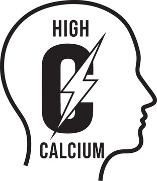 Calcium concept with lightning bolt in head brain