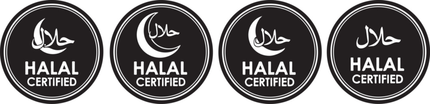 Halal certified on white background, islamic food diet