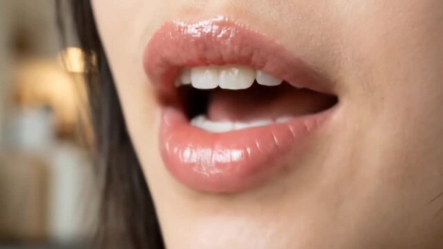 close up of a woman applying lipstick