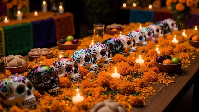 Day of the Dead altar setup.