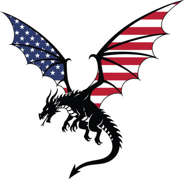 American flag dragon flying