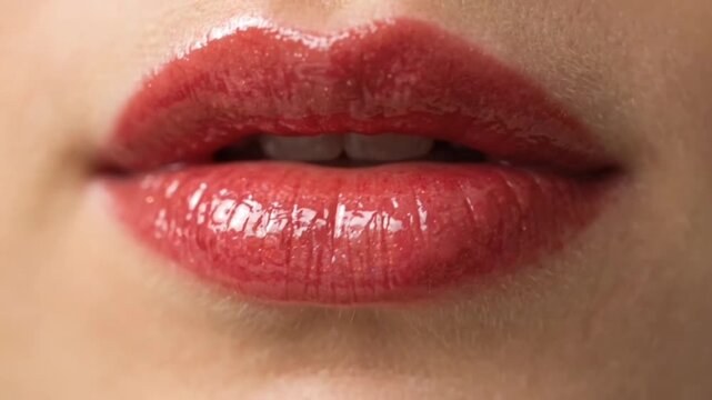 close up lips of young woman