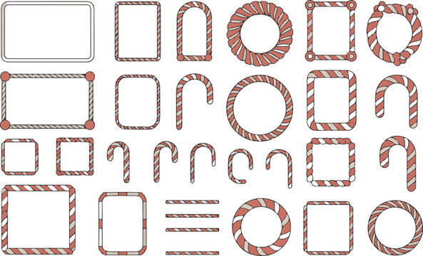 Christmas candy cane and rope frames and borders.
