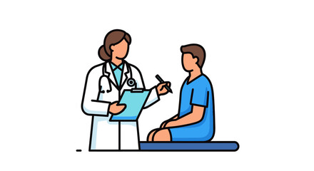 Fototapeta premium Medical professional consulting with patient in modern healthcare setting