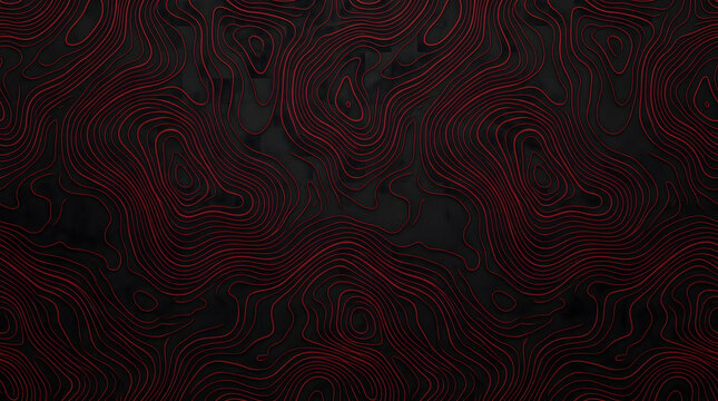 Abstract Red Topographic Contour Lines Pattern Background Texture