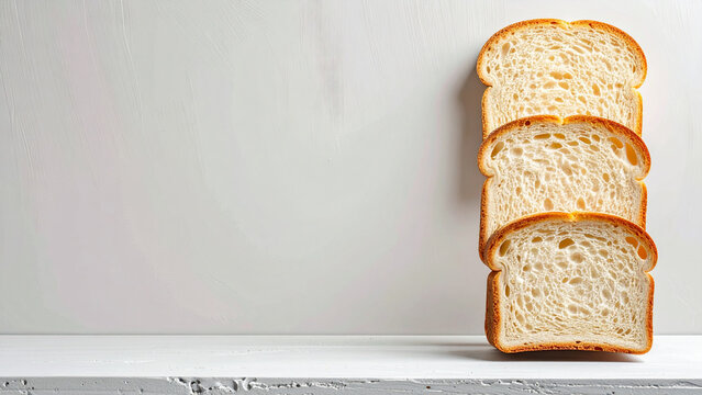 bread slices arranged neatly with copy space, minimal composition