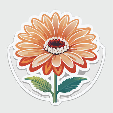 Orange Gerbera Daisy Flower Sticker