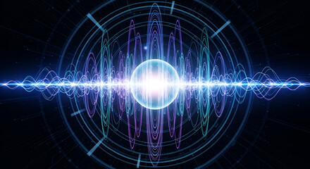 Obraz premium Vibrant Digital Light Waveform Visualization.