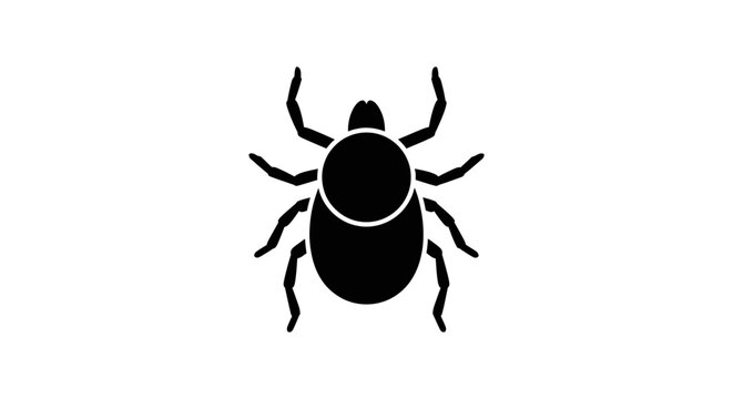 Black and white tick illustration on a white background insect symbol