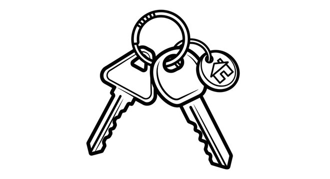 Close up illustration of keys on ring symbolizing property and access