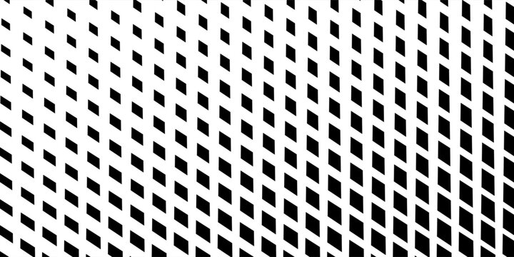 Dynamic abstract monochrome geometric pattern featuring an array of varying rhombuses creating a modern gradient effect from light to dense black shapes