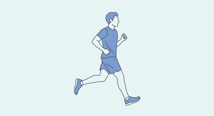 Fototapeta premium Running man silhouette in blue against a light background active lifestyle