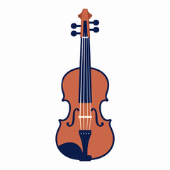 Fototapeta premium Rustic Italian Mediterranean culture graphic featuring a classical violin and grapes, clean line art doodle vector pattern elements for music and harvest.