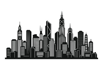 Obraz premium Vector illustration of city skyline, new york city skyline silhouette, city building silhouette. 
