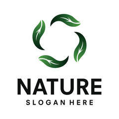 Fototapeta premium green leaves logo vector template illustration