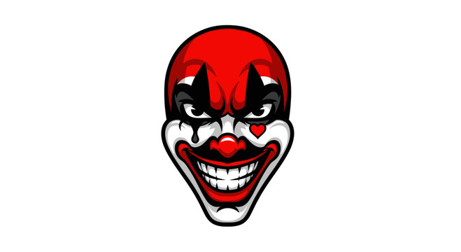 Scary Clown Face with Red Makeup and Evil Grin