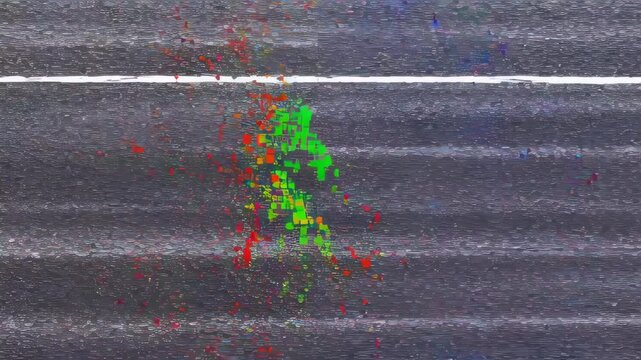 Abstract Digital Glitch Noise Gray Texture Background with Colorful Digital Noise Pixel Pattern Broken Screen Static Distortion Interference Error Signal Grunge Surface Multicolor Paint Abstract Art