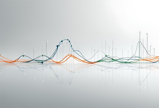 Abstract data visualization of customer sentiment and emotional insights with fluid wave lines and particles for marketing analysis background