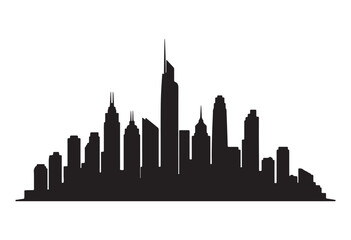 Obraz premium Vector illustration of city skyline, new york city skyline silhouette, city building silhouette. 