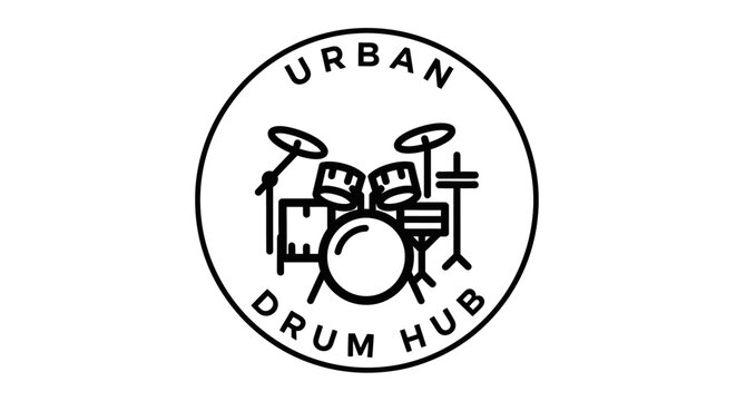 Minimalist drum kit illustration musical instrument icon in circular design