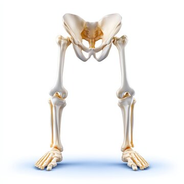 Human pelvis and lower limb skeletal system 3D medical illustration isolated on white background