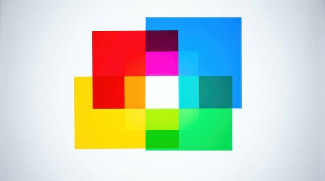 Colorful Overlapping Squares Composition - Abstract Geometric Design.