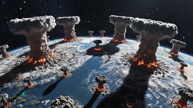 Multiple atomic explosions occur on Earth with impacts seen across the globe