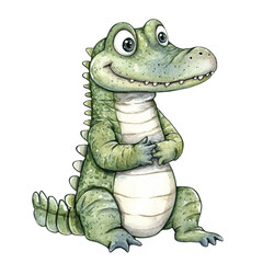 Naklejka premium Smiling Cartoon Crocodile Sitting Down.