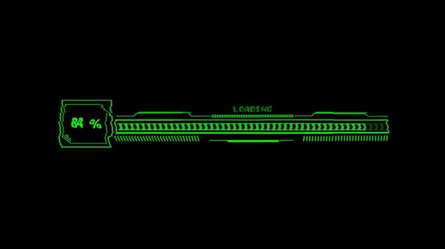 glitch loading bar. Animation of cyberpunk style loading bar with glitch effect.wtih hud animation