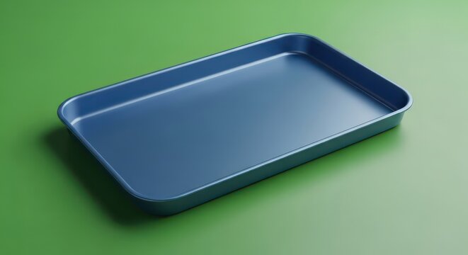 Blue Baking Sheet Pan on a Green Background.