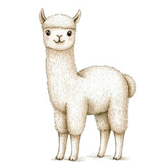 Cute white llama standing alone. © Rochilah