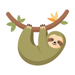 Obraz premium Cute Sloth Hanging from a Tree Branch
