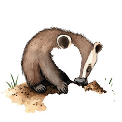 Obraz premium Brown Badger Digging in Dirt.