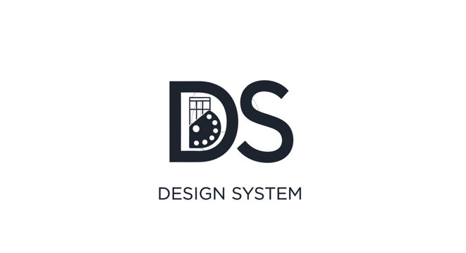Modern design logo with initials ds and graphic elements on white background