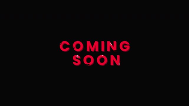 Coming Soon Glitch Text In Red On Black Background Looping Teaser Animation For Social Media And