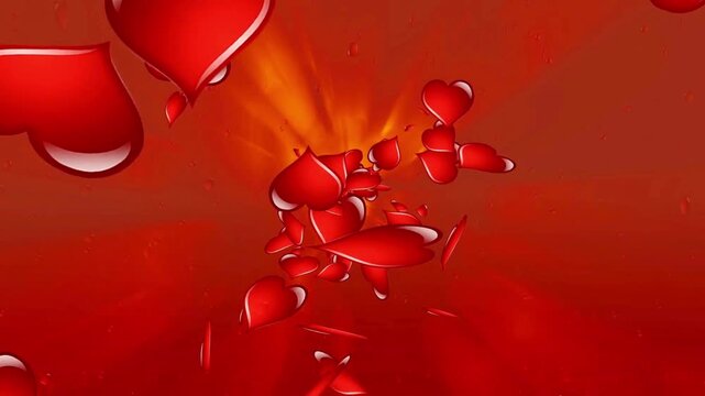 Glowing hearts abstract background for Valentines day, Happy Valentines Day heart animation background pattern love texture motion hearts animation