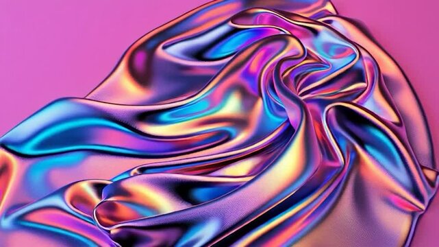Abstract Holographic Fabric Flowing Waves.