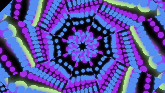 Vibrant Neon Dots Kaleidoscope Motion Background