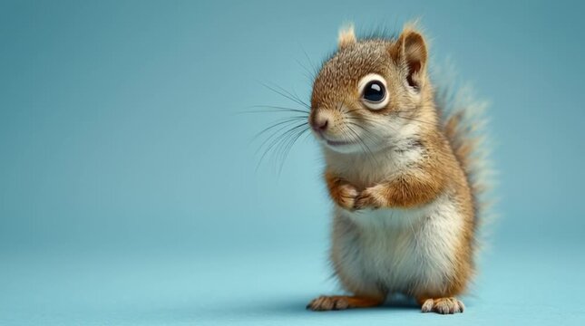 Cute brown squirrel standing on hind legs.