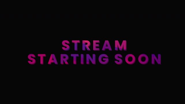 Stream Starting Soon Neon Gradient Text Animation On Black Background For Livestream Overlay Intro