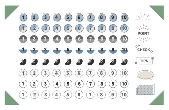 Business number icons and label elements set