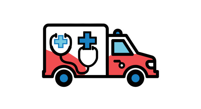 Red Ambulance Emergency Medical Vehicle.