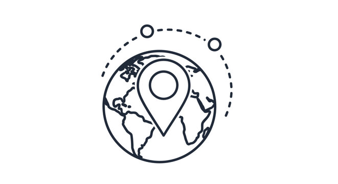 Globe with Location Pin Icon.