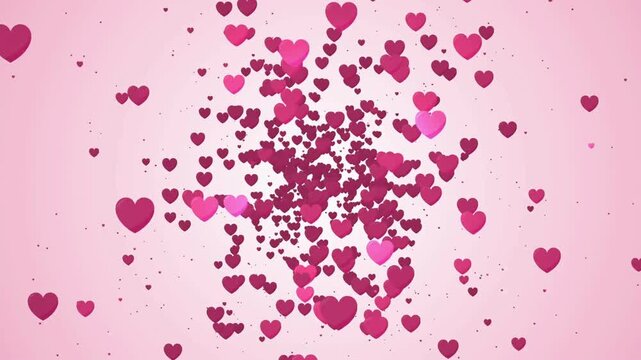 falling glittering hearts sparkling love decoration background Love heart background for Wedding or mothers day. animation of red heart on background.