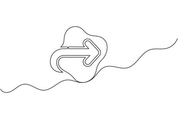 Obraz premium Arrow icon with curved continuous one line drawing direction symbol minimal outline vector illustration