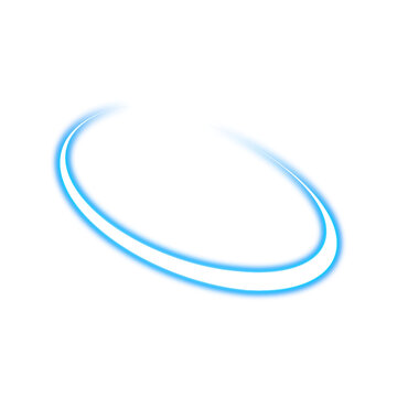 Neon blue glowing ring frame on transparent background