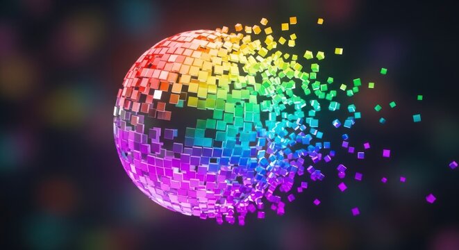 Vibrant Digital Globe Exploding Particles.