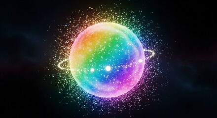 Fototapeta premium Vibrant Rainbow Colored Planet Galaxy.