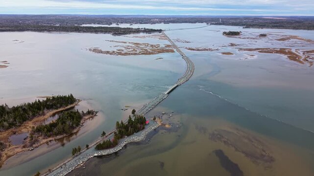 Scenic Aerial View Salt Marsh Wetland Landscape Cole Harbour Heritage Park Halifax Nova Scotia Canada Shallow Water Marsh Coastal Nature Environment Peaceful Outdoor Scenic View