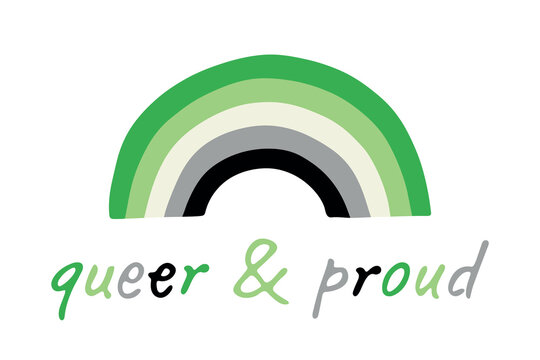 Colorful rainbow shape Aromantic pride flag Happy pride day LGBTQIA community Pride Month Vector hand drawn doodle for posters, stickers, logo, cards